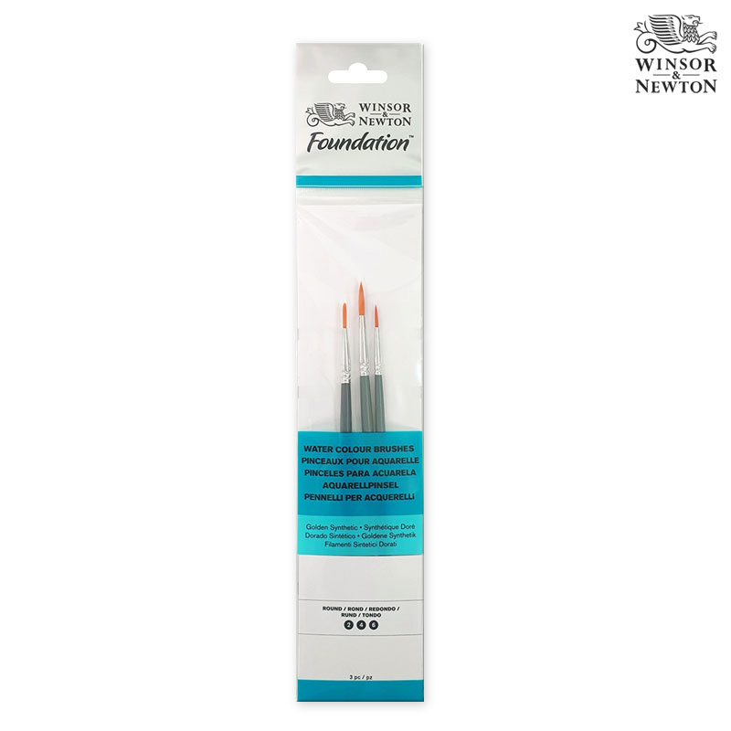 Winsor&Newton �����ش�ư �Ŀ�̼� ���ڵ� ��äȭ�귯�� �ձٺ귯�� 3����Ʈ