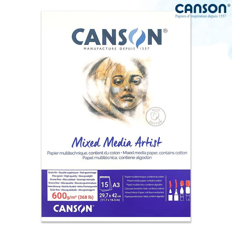 Canson ĵ�� �ͽ��̵�� ��Ƽ��Ʈ 600g 29.7x42cm 15�� 1������_�ٸ��� �ͽ��̵�����/A3����ġ��/��ä����,��Ʈ������/��������