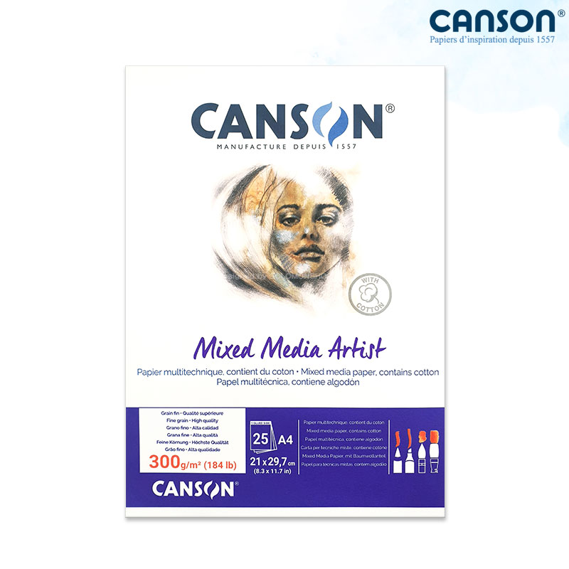 Canson ĵ�� �ͽ��̵�� ��Ƽ��Ʈ 300g 21x29.7cm 25�� 1������_�ٸ��� �ͽ��̵�����/A4����ġ��/��ä����,��Ʈ������/��������
